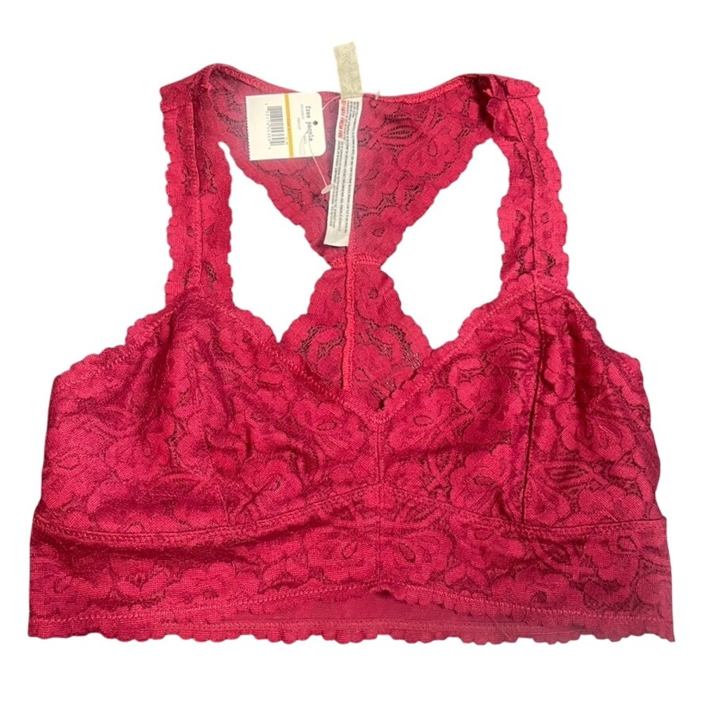 Free People Intimately‎ Galloon Lace Bralette Magenta Pink Racerback New Medium